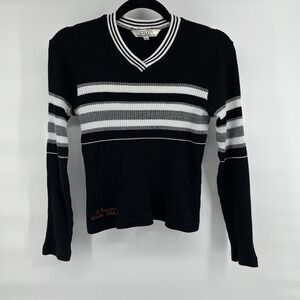 Vintage Z. Cavaricci Junior's Y2K Black Ribbed Sweater Size Large Runs Small